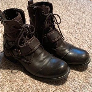 Men’s Bunker boots - brown leather and fabric